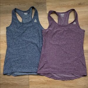 Reebok Racerback Tank Tops — Heather Blue & Heather Purple